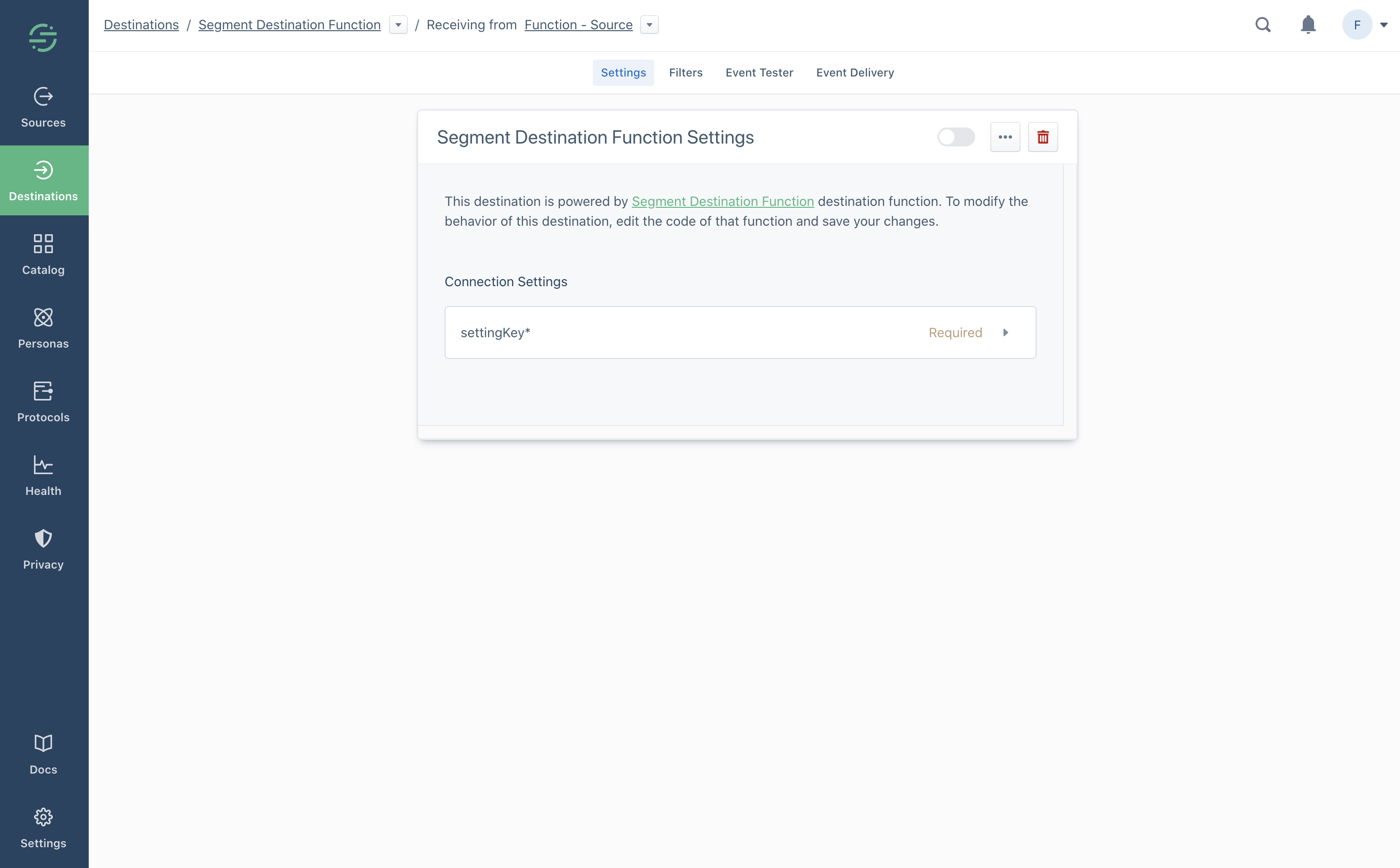 Destination Function Settings